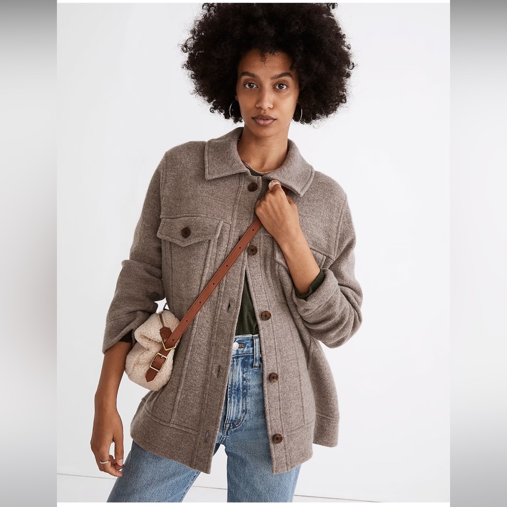 Madewell Boiled Wool Bridgman Sweater-Jacket size xs 100% wool